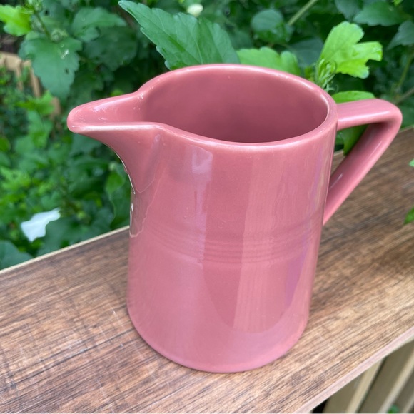 SOLD Vintage Homer Laughlin Harlequin Cream Pitcher Pink Dusty Rose Fiesta Ware - Picture 5 of 12